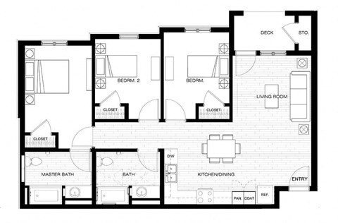 Three bedroom two bath 1068 square feet